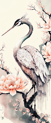 Rolgordijn voor het raam Reiger in bloemen