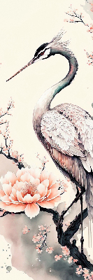 Rolgordijn voor het raam Reiger in bloemen