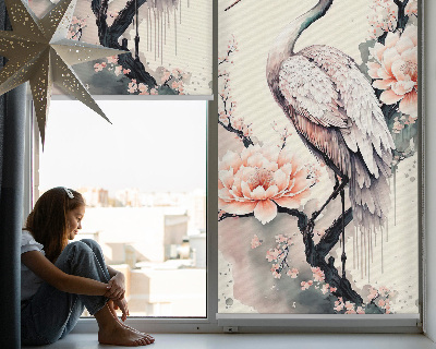 Rolgordijn voor het raam Reiger in bloemen