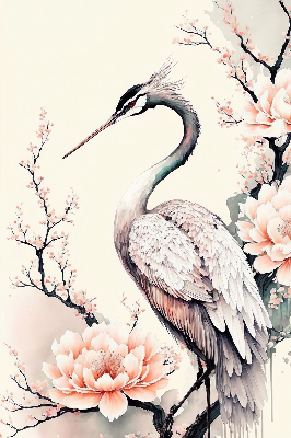 Rolgordijn voor het raam Reiger in bloemen