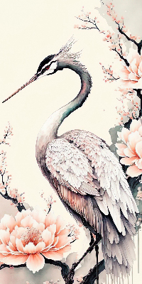 Rolgordijn voor het raam Reiger in bloemen