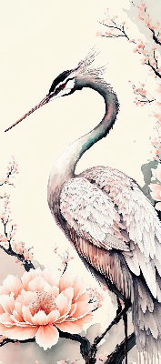 Rolgordijn voor het raam Reiger in bloemen