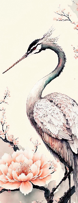 Rolgordijn voor het raam Reiger in bloemen