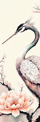 Rolgordijn voor het raam Reiger in bloemen