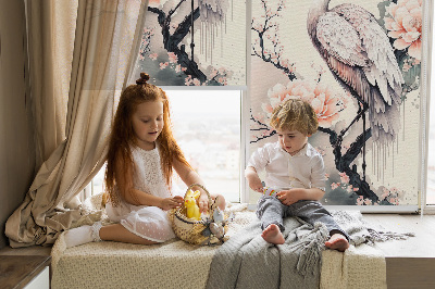 Rolgordijn voor het raam Reiger in bloemen