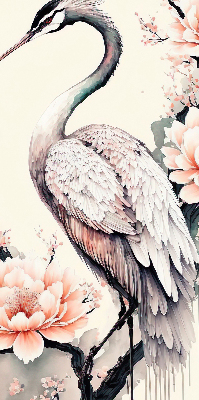 Rolgordijn voor het raam Reiger in bloemen