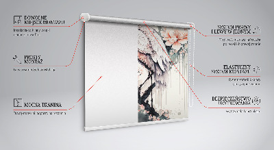 Rolgordijn voor het raam Reiger in bloemen