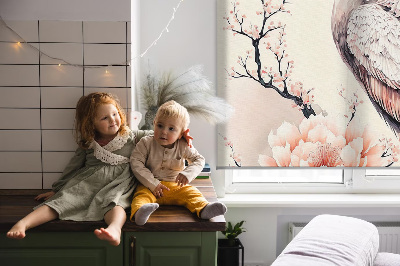 Rolgordijn voor het raam Reiger in bloemen