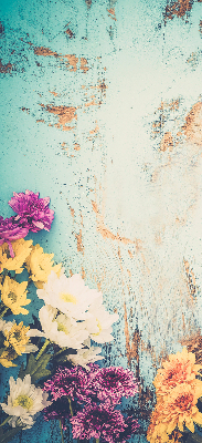 Rolgordijn verduisterend Bloemen op een blauwe achtergrond