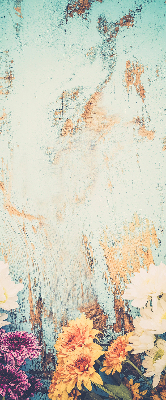 Rolgordijn verduisterend Bloemen op een blauwe achtergrond