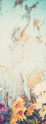 Rolgordijn verduisterend Bloemen op een blauwe achtergrond