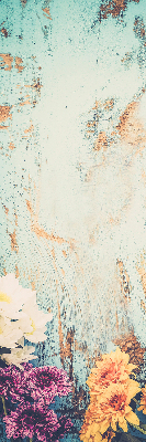 Rolgordijn verduisterend Bloemen op een blauwe achtergrond