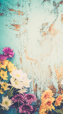 Rolgordijn verduisterend Bloemen op een blauwe achtergrond