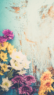 Rolgordijn verduisterend Bloemen op een blauwe achtergrond