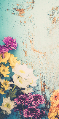 Rolgordijn verduisterend Bloemen op een blauwe achtergrond