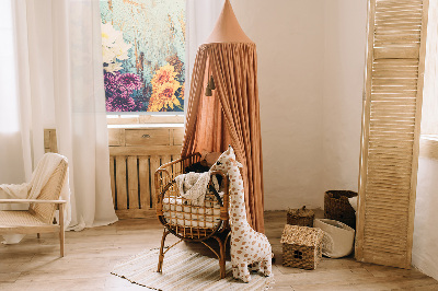 Rolgordijn verduisterend Bloemen op een blauwe achtergrond