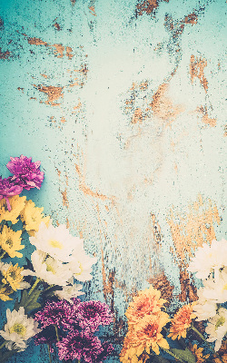 Rolgordijn verduisterend Bloemen op een blauwe achtergrond