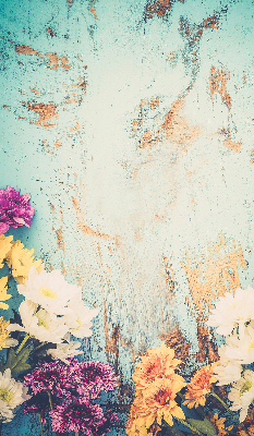 Rolgordijn verduisterend Bloemen op een blauwe achtergrond