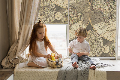 Rolgordijn voor het raam Wereldkaart