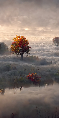 Rolgordijn verduisterend Bomen in de mist