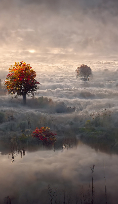 Rolgordijn verduisterend Bomen in de mist