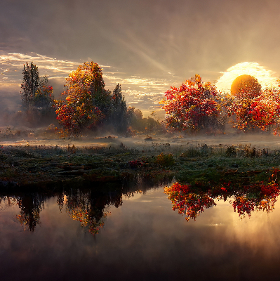 Rolgordijn voor het raam Zonsondergang achter de bomen