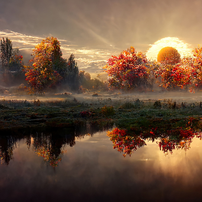 Rolgordijn voor het raam Zonsondergang achter de bomen