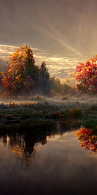 Rolgordijn voor het raam Zonsondergang achter de bomen