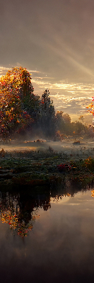 Rolgordijn voor het raam Zonsondergang achter de bomen