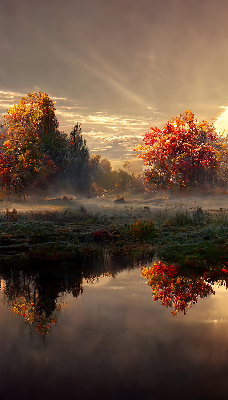 Rolgordijn voor het raam Zonsondergang achter de bomen