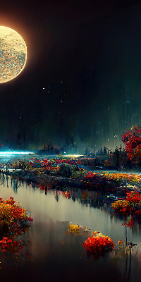 Rolgordijn verduisterend Rivier in het maanlicht