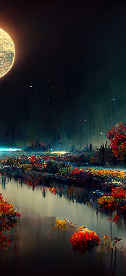 Rolgordijn verduisterend Rivier in het maanlicht