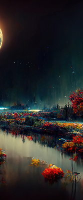 Rolgordijn verduisterend Rivier in het maanlicht