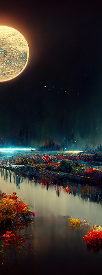 Rolgordijn verduisterend Rivier in het maanlicht