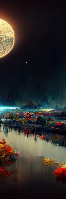 Rolgordijn verduisterend Rivier in het maanlicht