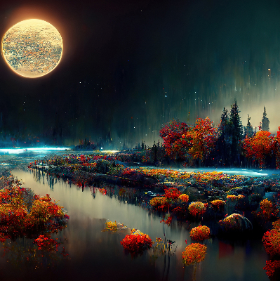 Rolgordijn verduisterend Rivier in het maanlicht