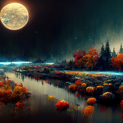 Rolgordijn verduisterend Rivier in het maanlicht