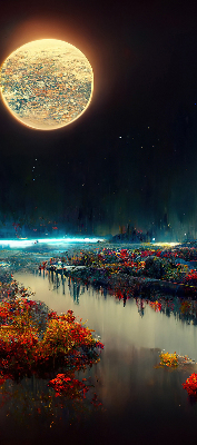 Rolgordijn verduisterend Rivier in het maanlicht