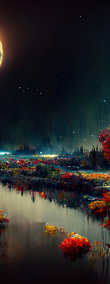 Rolgordijn verduisterend Rivier in het maanlicht