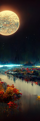 Rolgordijn verduisterend Rivier in het maanlicht