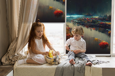 Rolgordijn verduisterend Rivier in het maanlicht