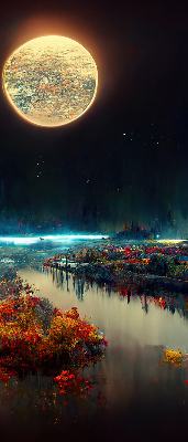 Rolgordijn verduisterend Rivier in het maanlicht