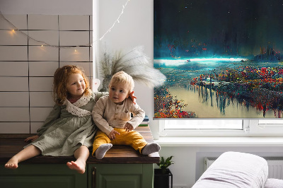 Rolgordijn verduisterend Rivier in het maanlicht