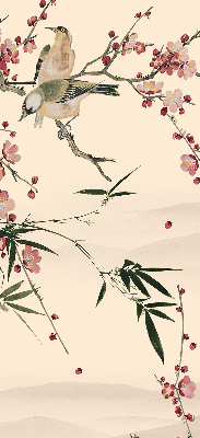 Rolgordijn verduisterend Kersenbloesem en vogel