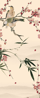 Rolgordijn verduisterend Kersenbloesem en vogel