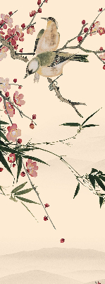 Rolgordijn verduisterend Kersenbloesem en vogel