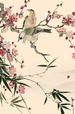 Rolgordijn verduisterend Kersenbloesem en vogel