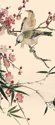 Rolgordijn verduisterend Kersenbloesem en vogel