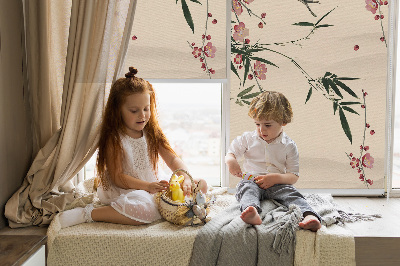 Rolgordijn verduisterend Kersenbloesem en vogel