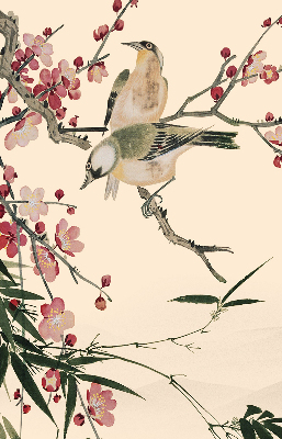 Rolgordijn verduisterend Kersenbloesem en vogel